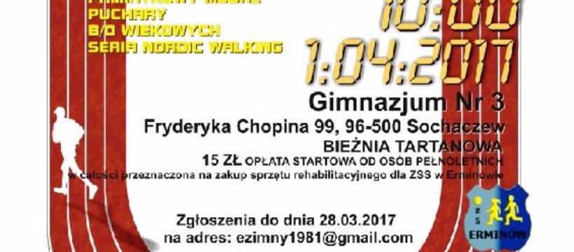 Sochaczewski Charytatywny Test Coopera powraca - zapisy do 28.03 (wtorku). Zapraszamy