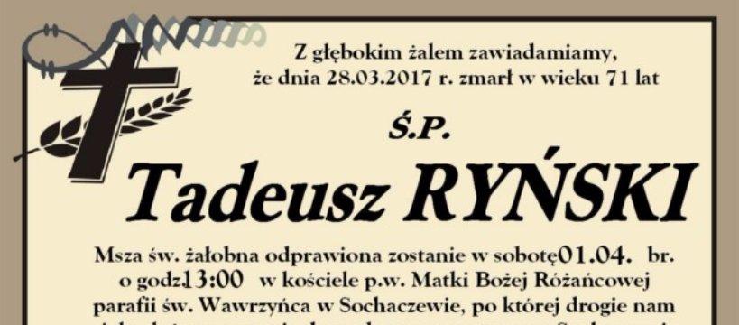 Żegnamy Tadeusza Ryńskiego