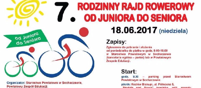 Zapisy na rodzinny rajd rowerowy 2017 – Od Juniora do Seniora