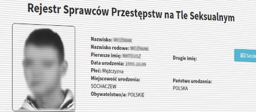 Sochaczewianie skazani za przestępstwa seksualne w rejestrze publicznym