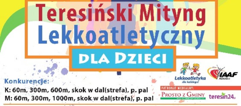Zapraszamy na Teresiński Mityng Lekkoatletyczny dla Dzieci