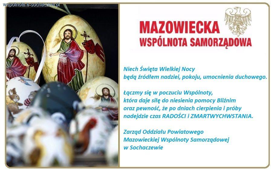 Życzenia Wspólnoty Samorządowej na Wielkanoc 2020
