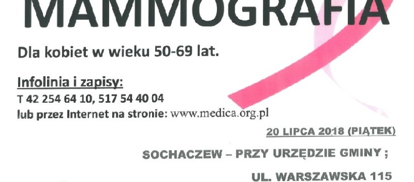 Mammografia przy Urzędzie Gminy Sochaczew - 20.07.2018 r.