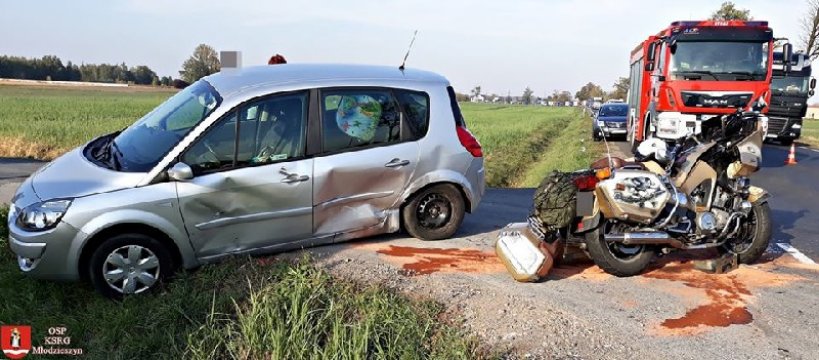Wypadek z udziałem motocyklisty