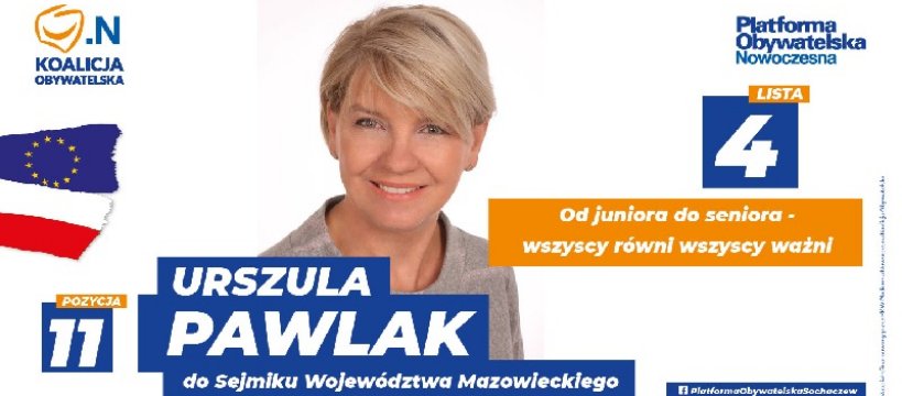 Urszula Pawlak - kandydatka do Sejmiku Województwa Mazowieckiego