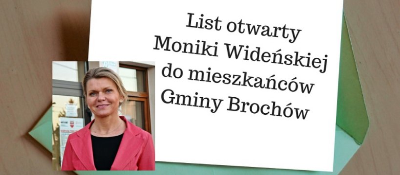 List otwarty Moniki Wideńskiej do mieszkańców Gminy Brochów