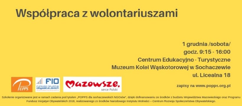 Zaproszenie na szkolenie "Współpraca z wolontariuszami"