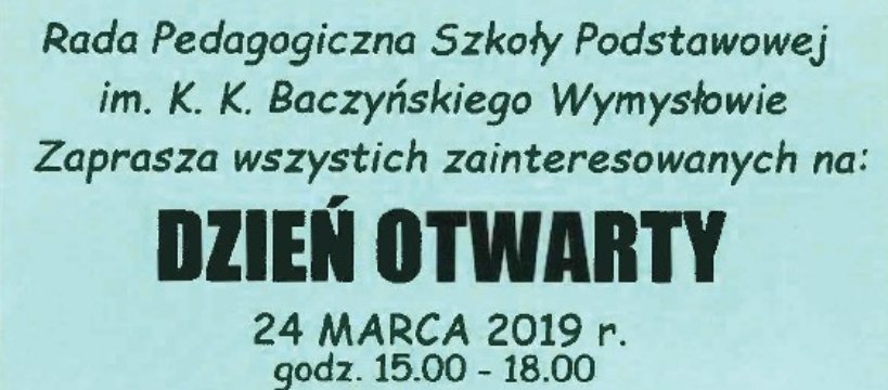 Dzień otwarty w Szkole Podstawowej w Wymysłowie