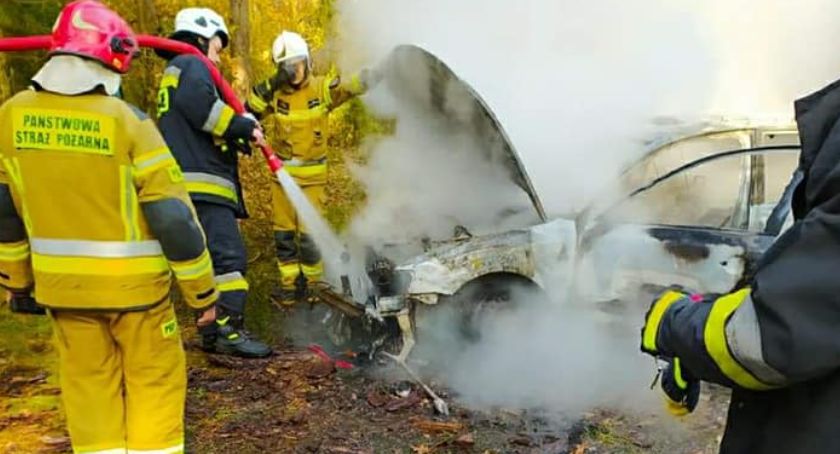 Pożar samochodu w miejscowości Wilcze Tułowskie