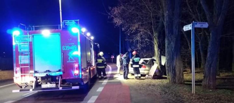 Samochód uderzył w drzewo w Pawłowicach - Jedna osoba trafiła do szpitala