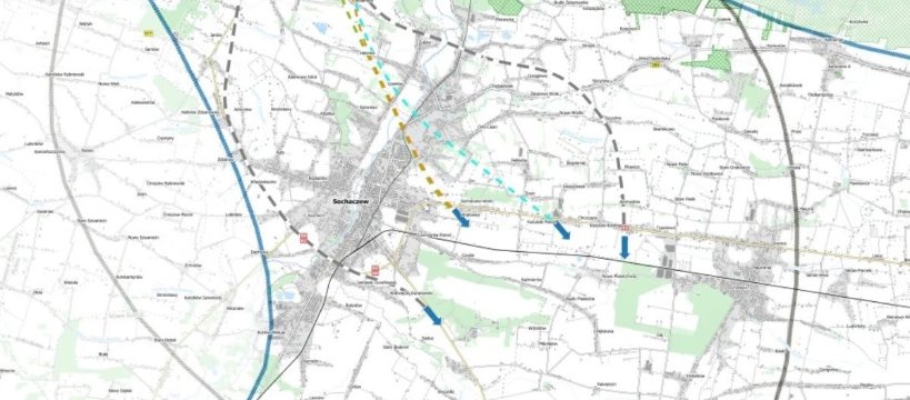 Sochaczew przecięty linia dużych prędkości.  