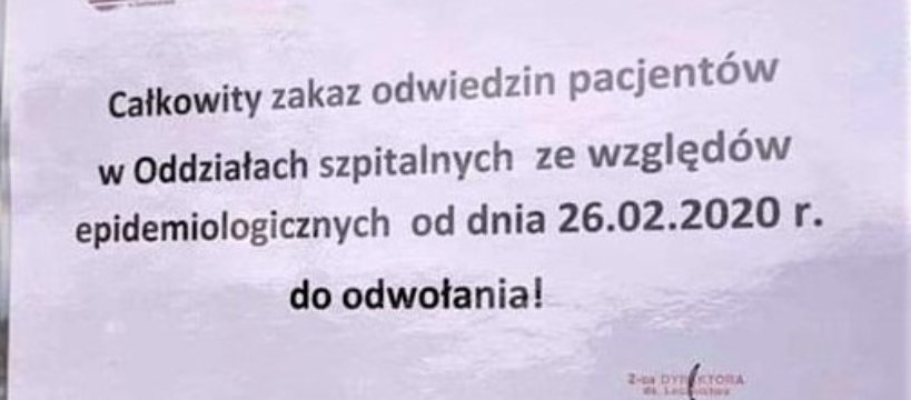 Koronawirus Sochaczew - informacja o hospitalizowanym pacjencie 
