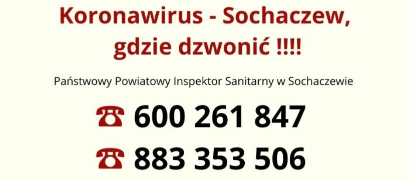 Koronawirus - Sochaczew, gdzie dzwonić !!!!