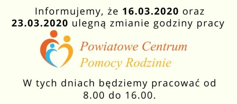 Zmiany w godzinach pracy PCPR
