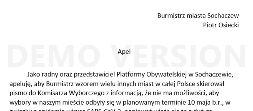 Apel do Burmistrza