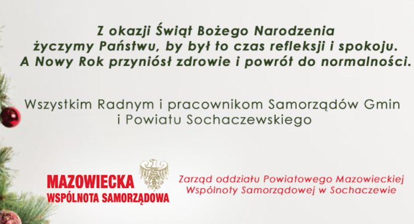 Mazowiecka Wspólnota Samorządowa życzy wszelkiej pomyślności na nadchodzący czas świąt 
