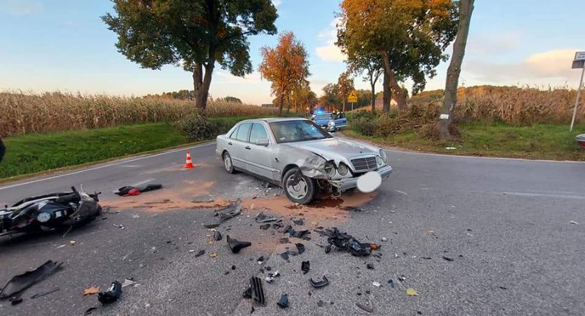Nowy Żylin - zderzenie Mercedesa z motocyklem