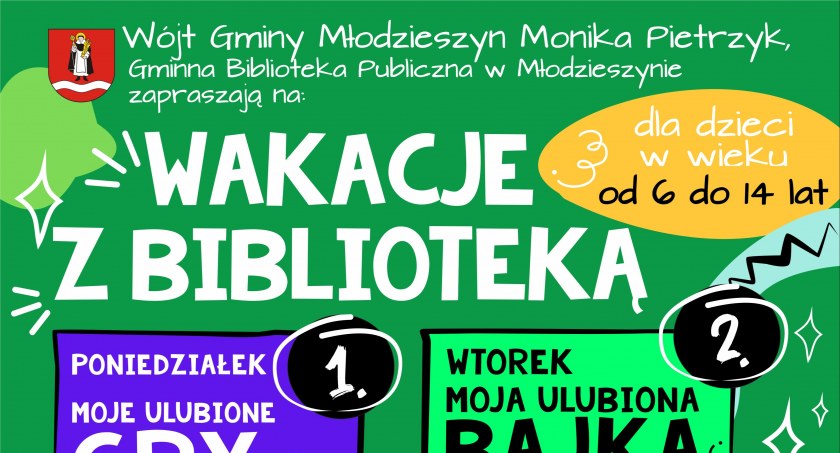 Wakacje w Biblioteką w Młodzieszynie i Kamionie- program od 4 do 8 lipca
