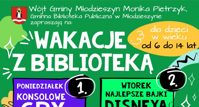 Młodzieszyn: Program "Wakacji w Bibliotece", czyli od 11 do 15 lipca.