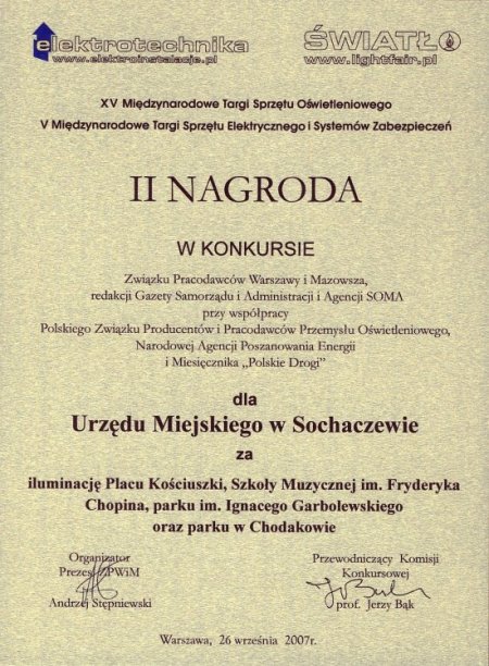 Sochaczew najlepiej oświetlonym miastem