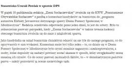 Stanowisko Urszuli Pawlak w sprawie DPS