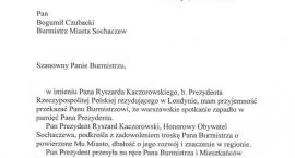 Prezydent Kaczorowski dziękuje burmistrzowi