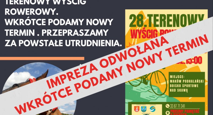 Uwaga! XXVIII Terenowy Wyścig Rowerowy odwołany! Nowy termin wkrótce! 