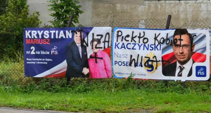 Zniszczył 16 banerów wyborczych! Złapano go na gorącym uczynku