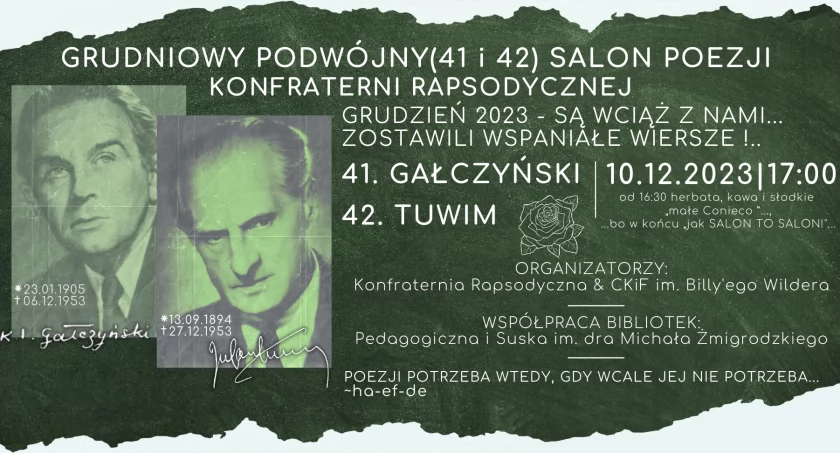 Podwójny grudniowy Salon Poezji w Konfraterni Rapsodycznej - niepowtarzalne spotkanie z literaturą!