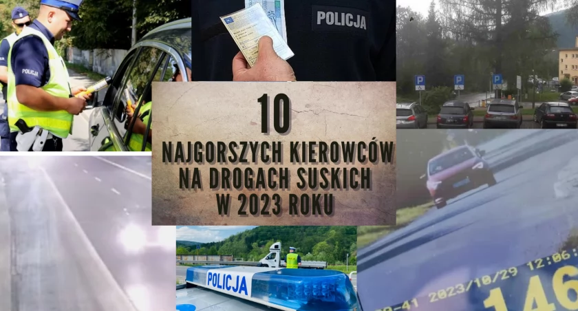 10 najgorszych kierowców na drogach suskich w 2023 roku