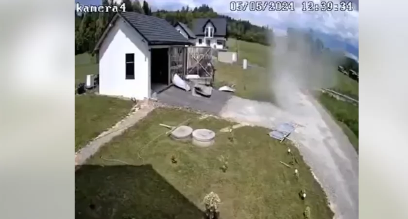 Trąba powietrzna w Bystrej Podhalańskiej (video)