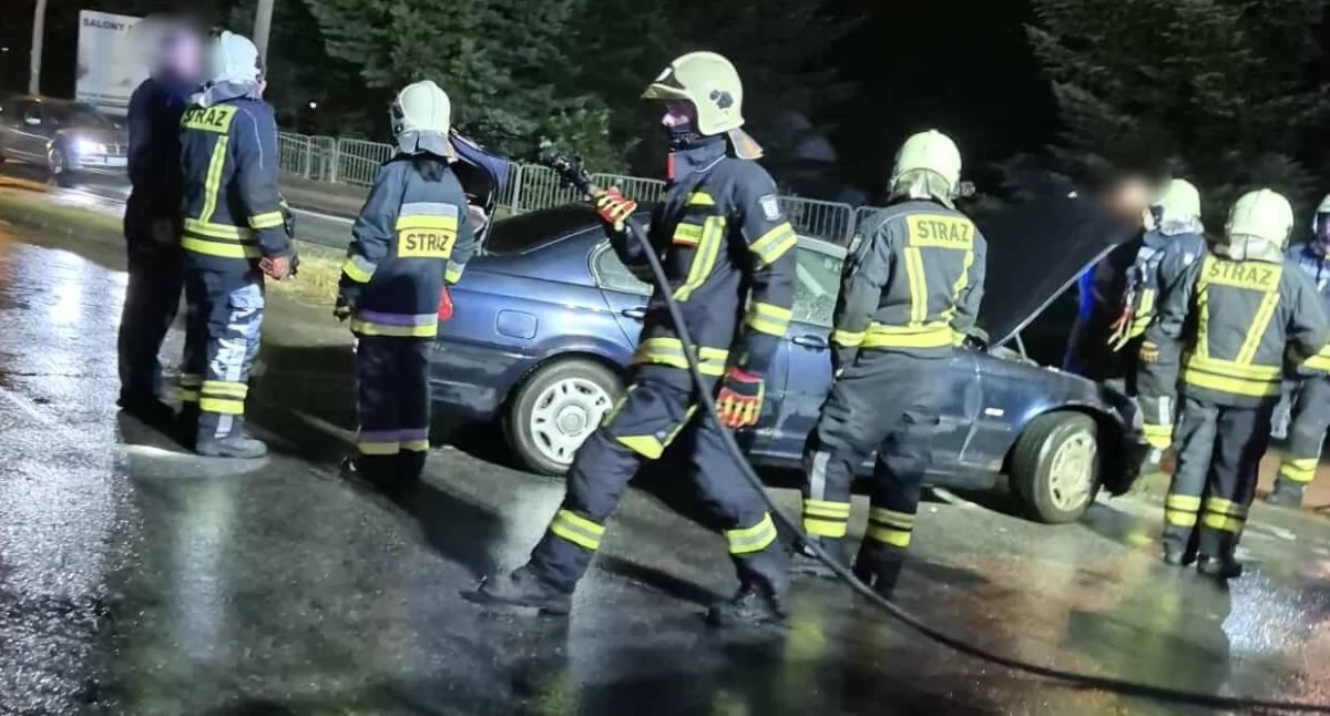 Nocny pożar samochodu w Jordanowie