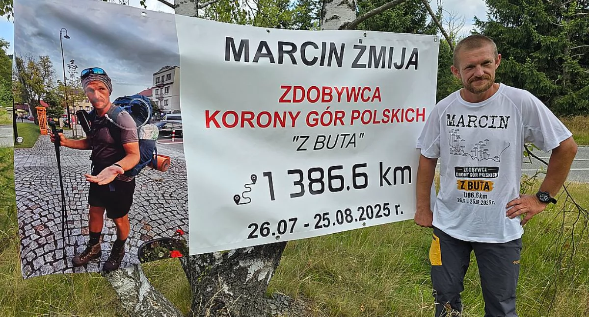 Marcin Żmija zdobył Koronę Gór Polskich w jednym ciągu, wyłącznie pieszo.