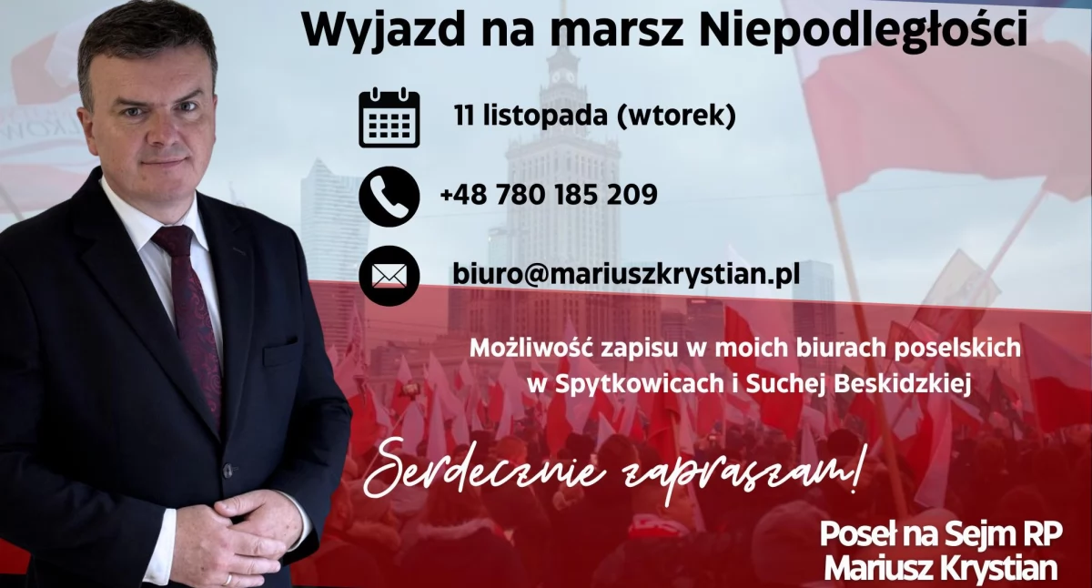 Wyjazd na Marsz Niepodległości z posłem Mariuszem Krystianem