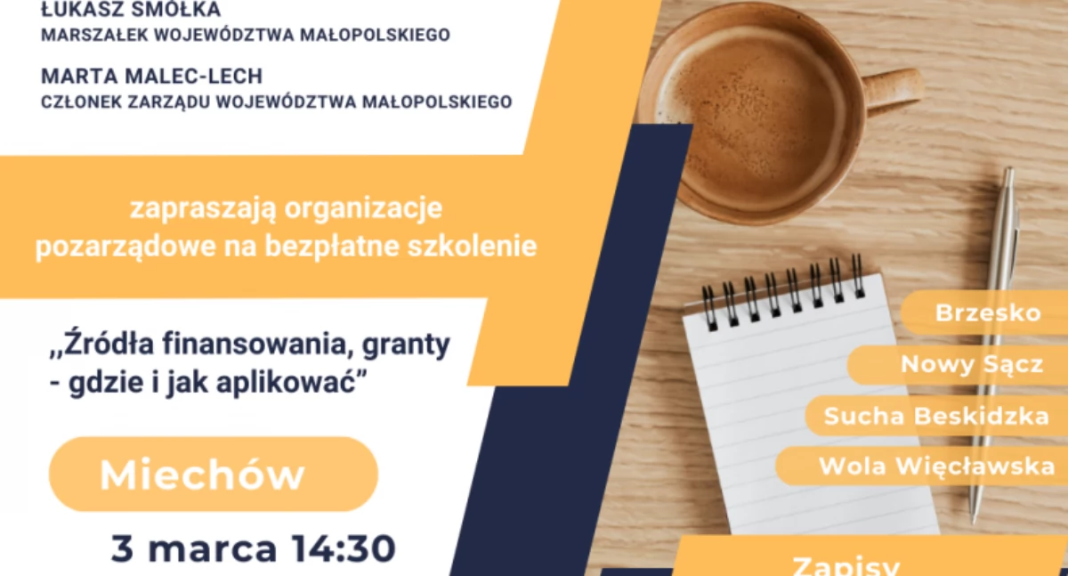 Bezpłatne szkolenia dla NGO w Małopolsce: Granty i finanse pod lupą