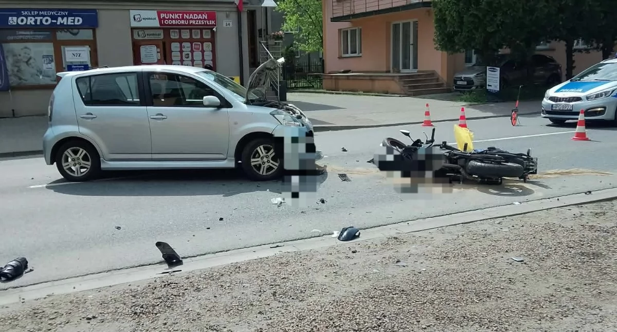 Potrącenie  motocyklisty w Suchej Beskidzkiej 
