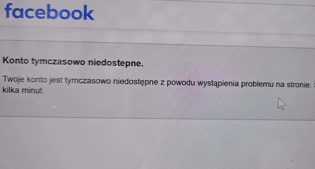 Awaria Facebooka