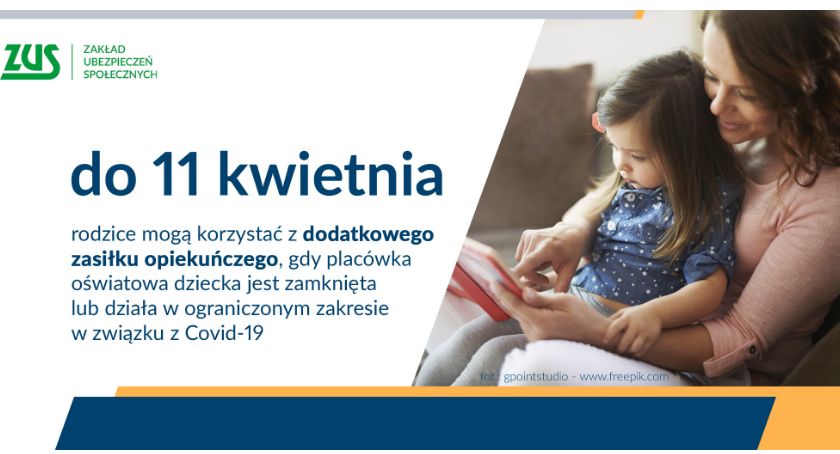 ZUS: wciąż można korzystać z dodatkowego zasiłku opiekuńczego