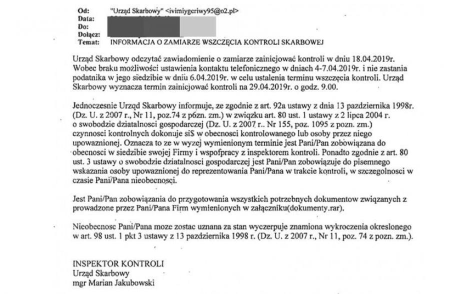 Oszuści „ze skarbówki” atakują!
