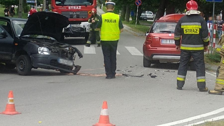 Kolizja na ulicy Goetla w Suchej Beskidzkiej