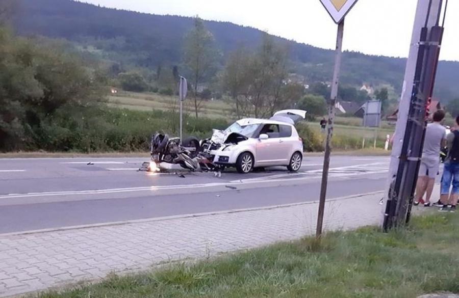 Zderzenie motocykla z osobówką w Budzowie/ Aktualizacja