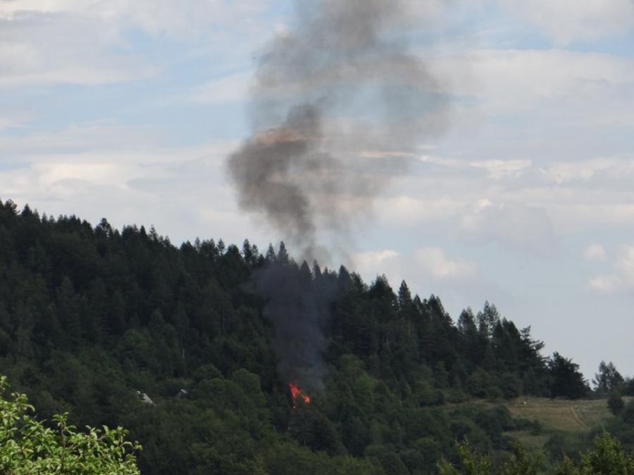 Pożar drewnianego domu