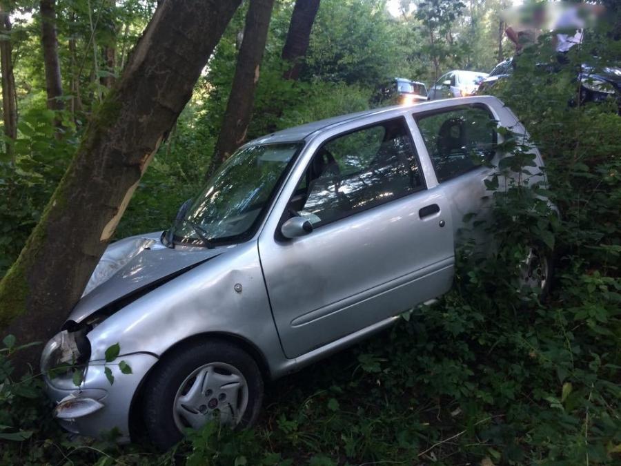 Wypadł z drogi i uderzył w drzewo