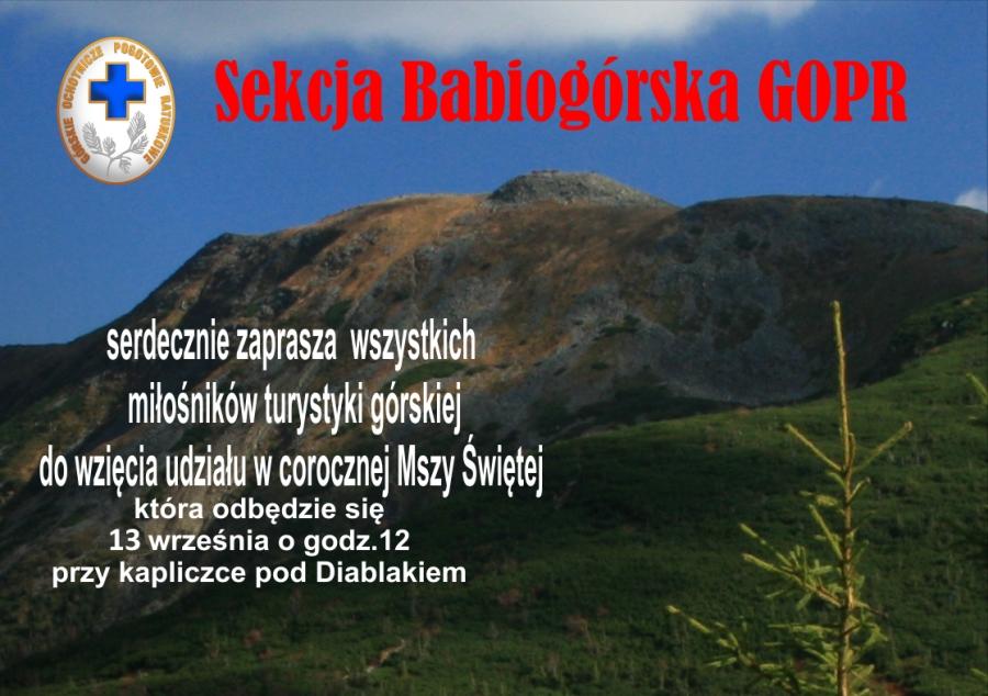 Przypominamy. Już jutro msza święta na Babiej Górze