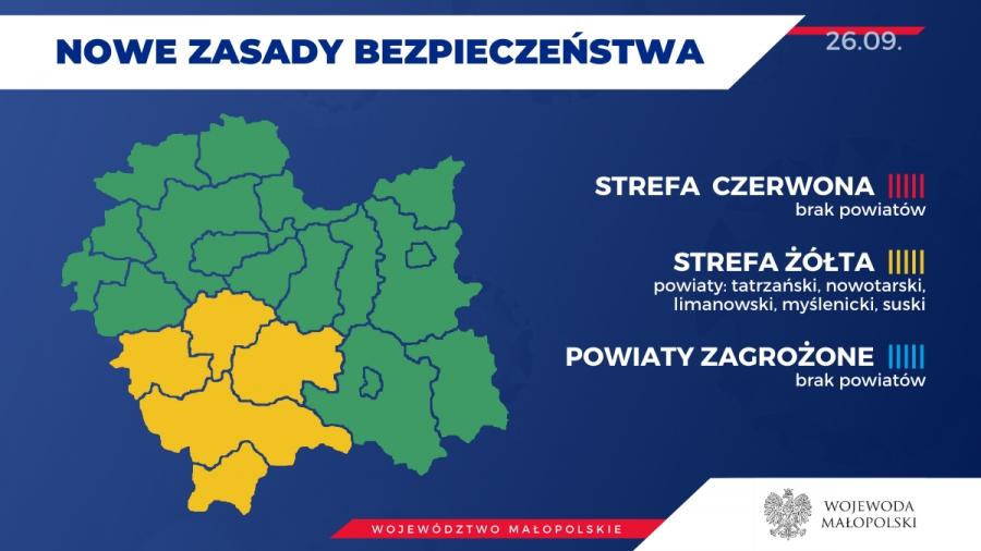 Powiat suski w żółtej strefie. Co to oznacza?