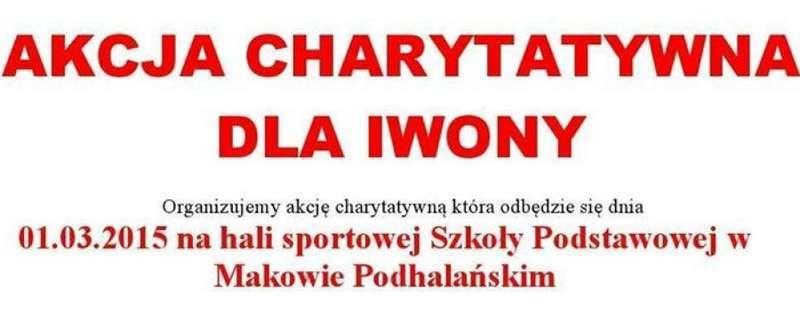 „Akcja charytatywna dla Iwony” już niedzielę !!!