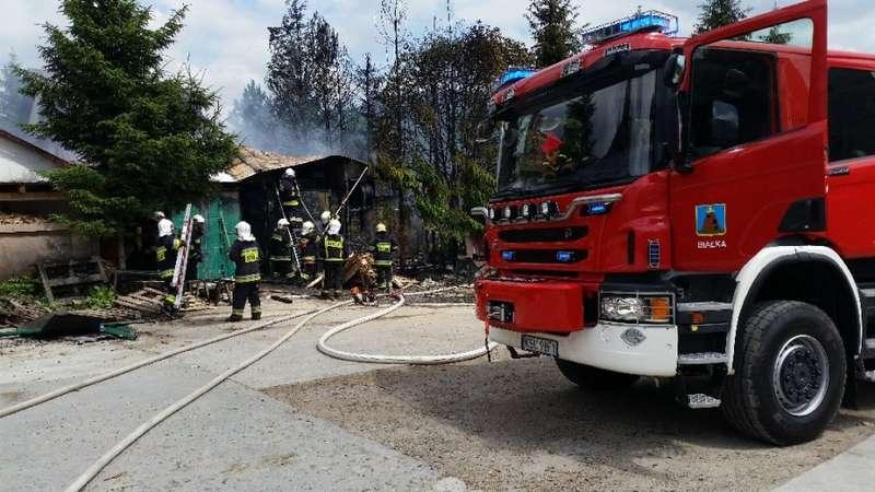 Pożar zakładu stolarskiego  w Białce