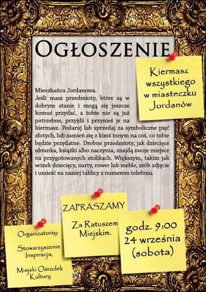Kiermasz wszystkiego w Jordanowie już w sobotę