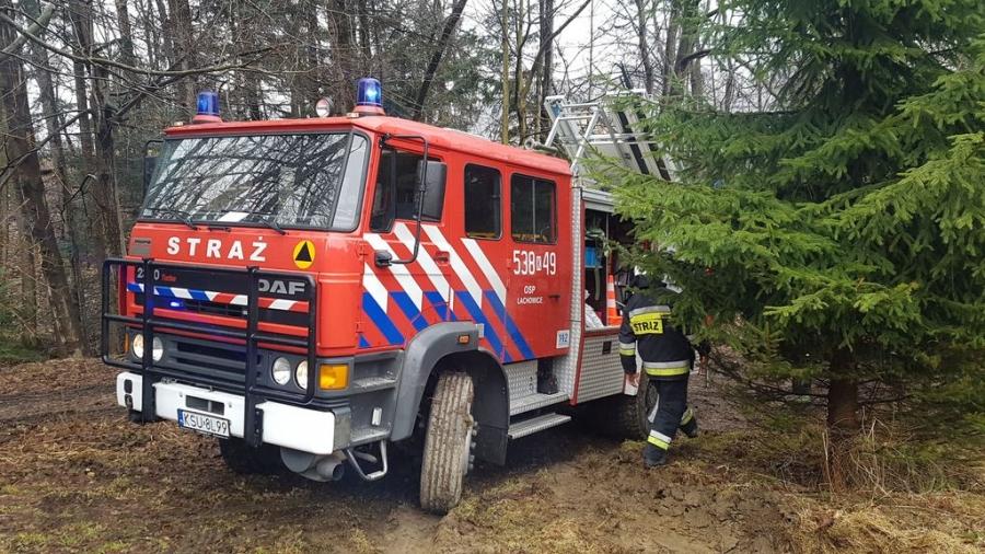 Lachowice. Pożaru domku letniskowego.