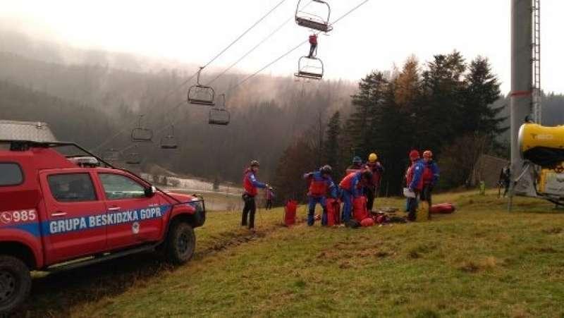 Sobotnie szkolenie goprowców-ewakuacja z kolei linowych.